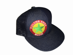 A black cap with a green star